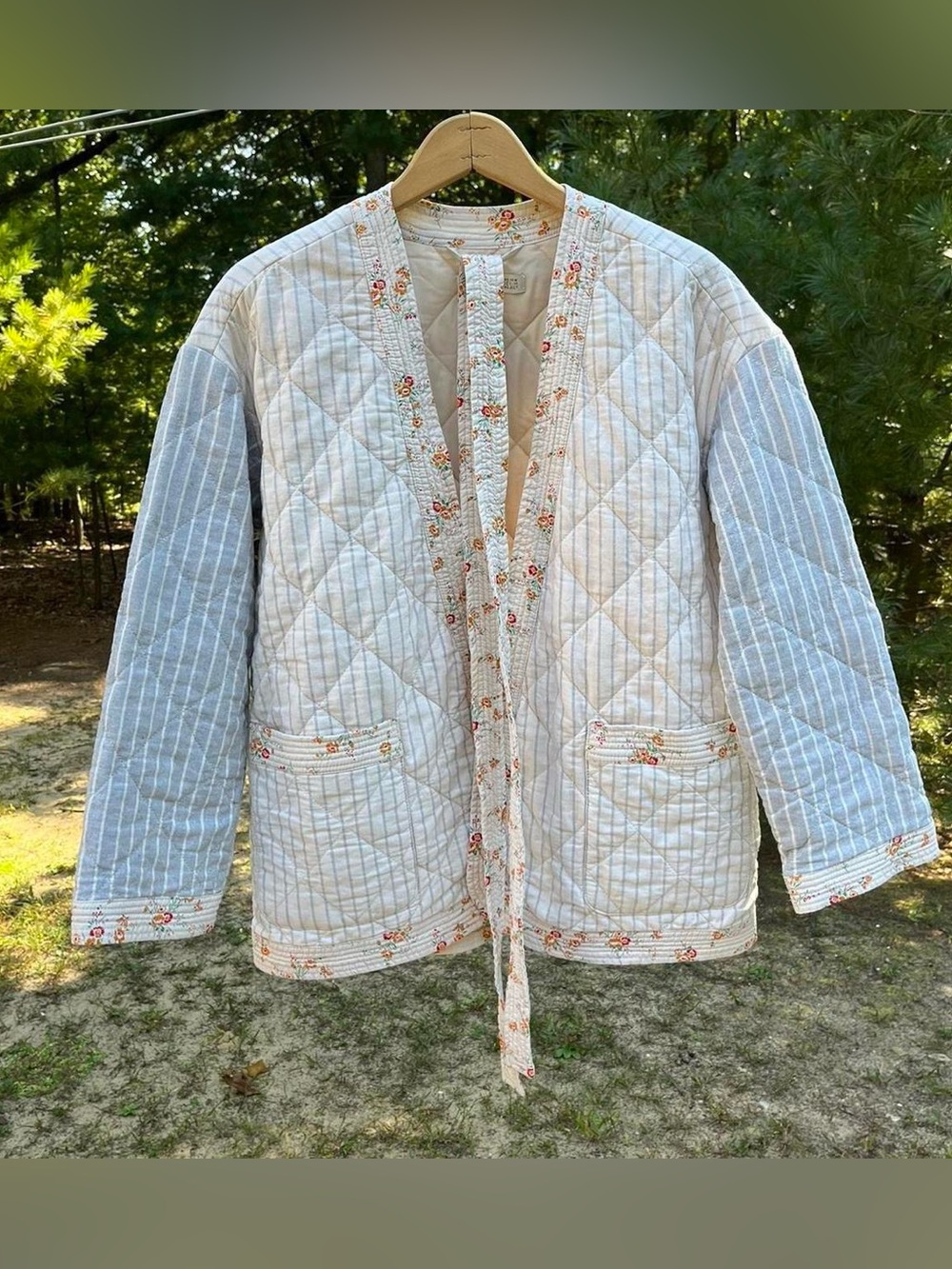 2019 Madewell x The New Denim Project Cotton Patchwork Quilted Jacket S Fall - Picture 3 of 16